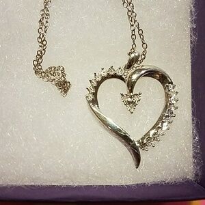 Sterling Silver Heart Diamond Accent 925 N…